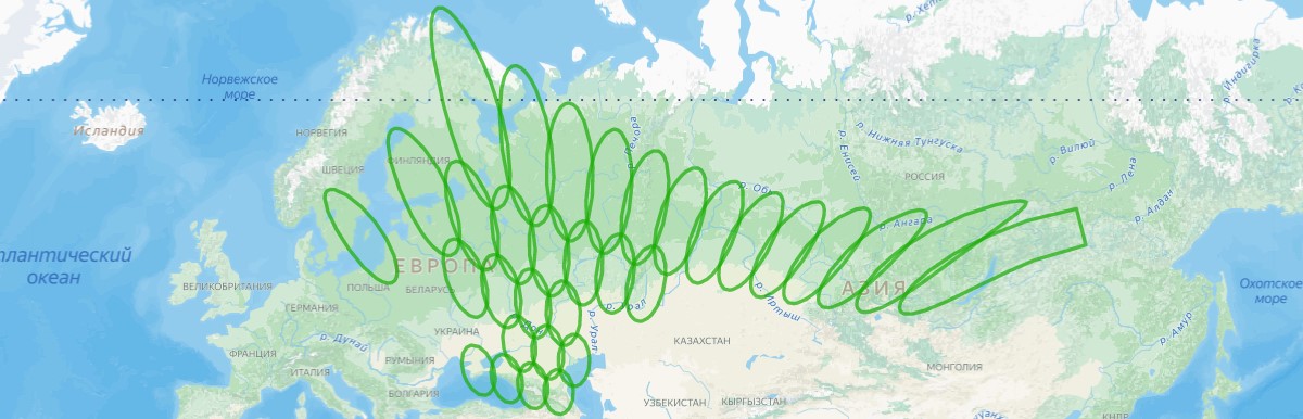 Зона покрытия: Спутник «Ямал-601»